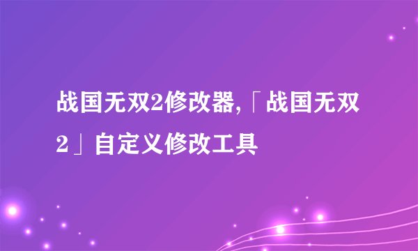战国无双2修改器,「战国无双2」自定义修改工具