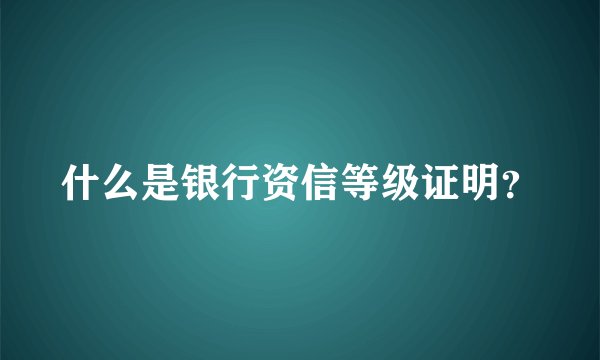 什么是银行资信等级证明？
