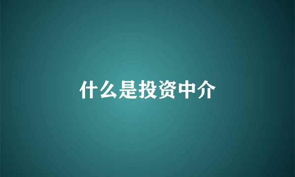 什么是投资中介