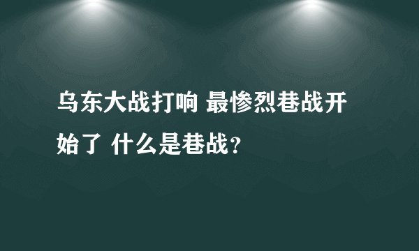 乌东大战打响 最惨烈巷战开始了 什么是巷战？