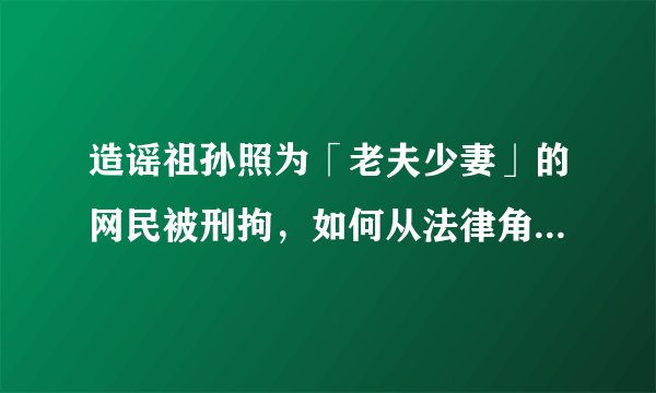 造谣祖孙照为「老夫少妻」的网民被刑拘，如何从法律角度解读？