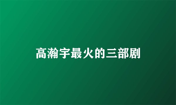 高瀚宇最火的三部剧