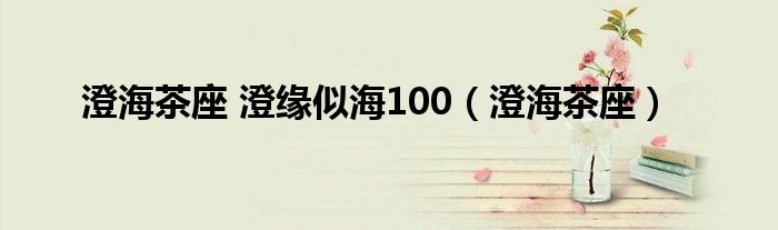 澄海茶座澄缘似海100澄海茶座
