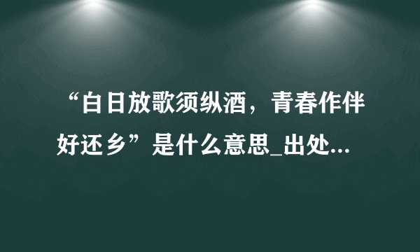 “白日放歌须纵酒，青春作伴好还乡”是什么意思_出处及原文翻译_学习力