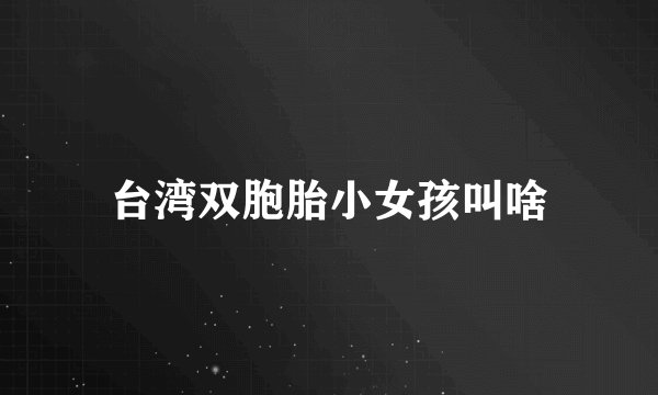 台湾双胞胎小女孩叫啥