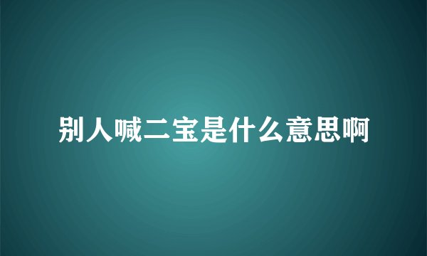 别人喊二宝是什么意思啊