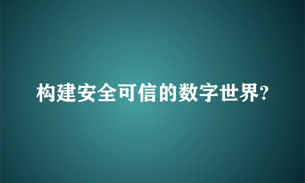 构建安全可信的数字世界?