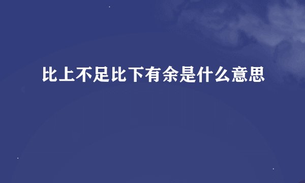 比上不足比下有余是什么意思