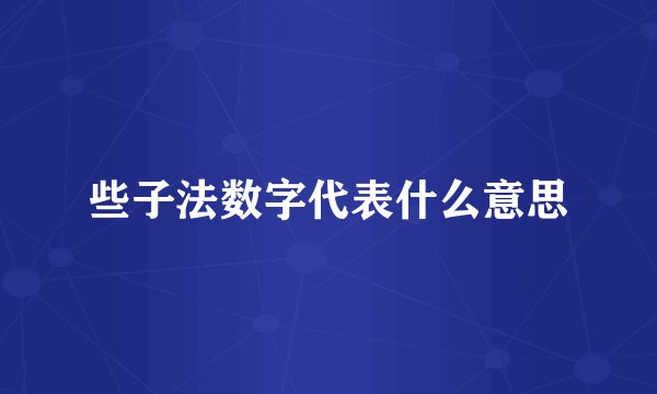 些子法数字代表什么意思