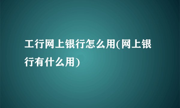 工行网上银行怎么用(网上银行有什么用)