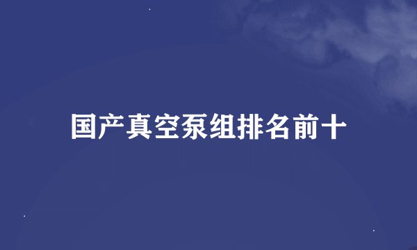 国产真空泵组排名前十