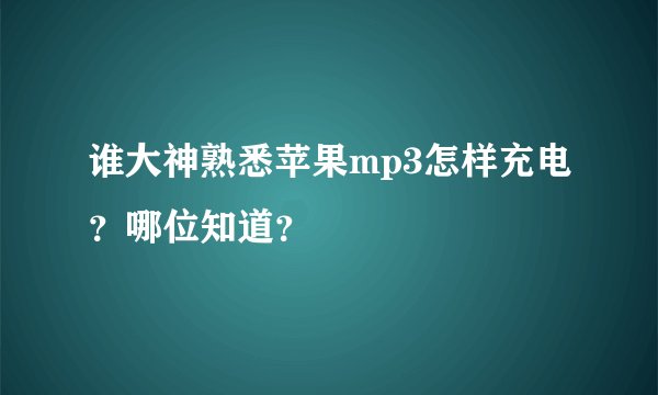 谁大神熟悉苹果mp3怎样充电？哪位知道？
