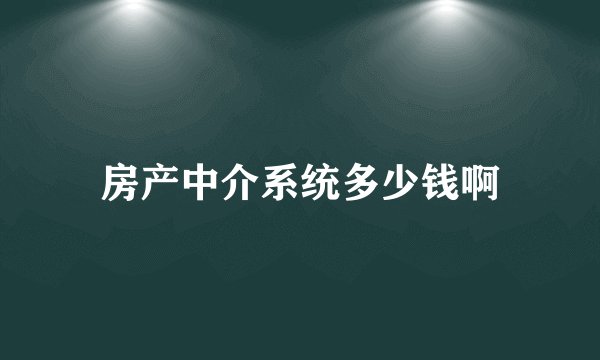 房产中介系统多少钱啊
