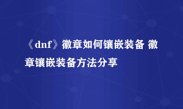 《dnf》徽章如何镶嵌装备 徽章镶嵌装备方法分享