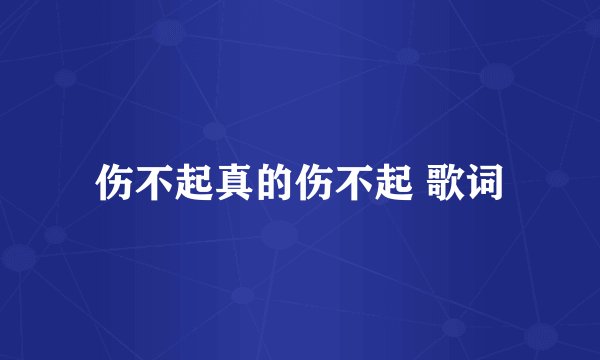 伤不起真的伤不起 歌词