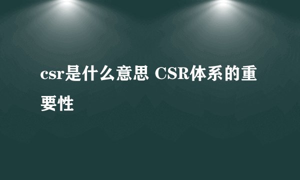 csr是什么意思 CSR体系的重要性