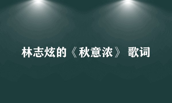 林志炫的《秋意浓》 歌词