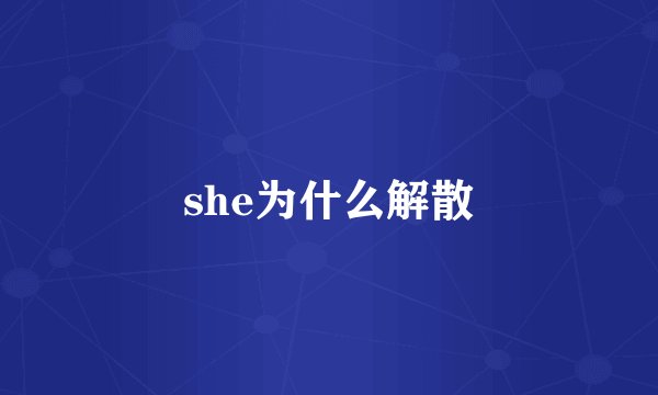 she为什么解散