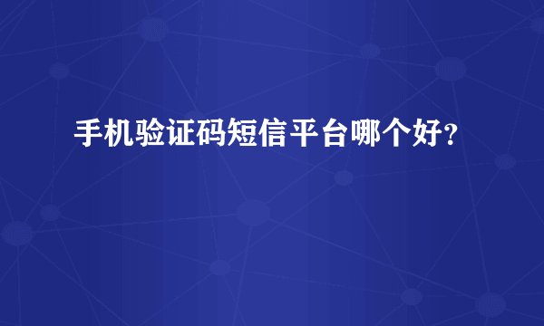 手机验证码短信平台哪个好?