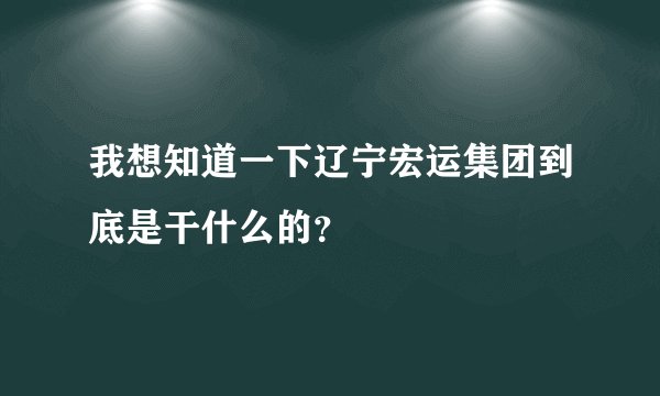 我想知道一下辽宁宏运集团到底是干什么的？