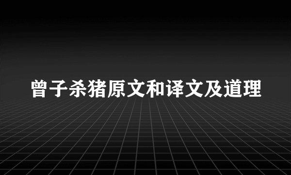 曾子杀猪原文和译文及道理
