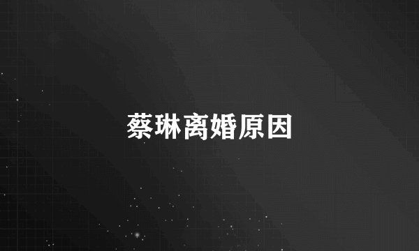 蔡琳离婚原因