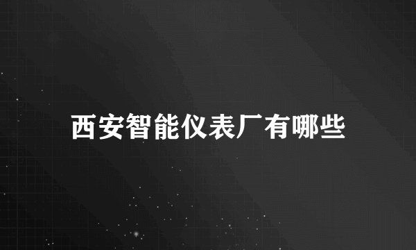 西安智能仪表厂有哪些