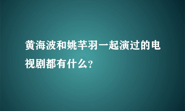 黄海波和姚芊羽一起演过的电视剧都有什么？