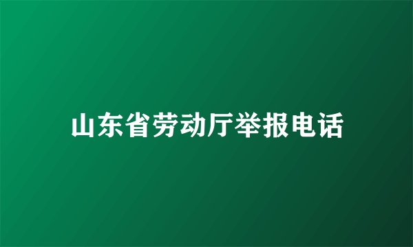 山东省劳动厅举报电话