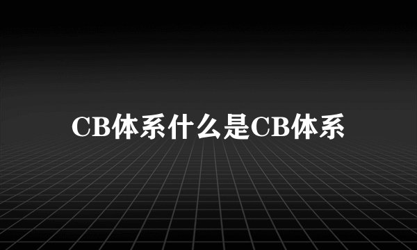CB体系什么是CB体系