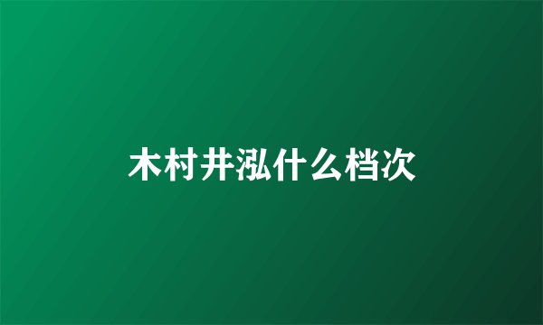 木村井泓什么档次