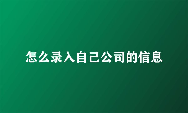 怎么录入自己公司的信息