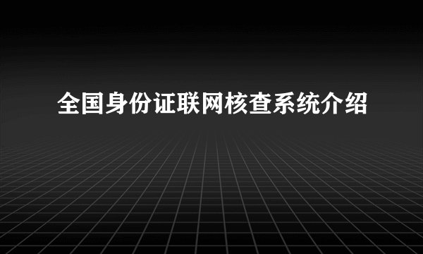 全国身份证联网核查系统介绍
