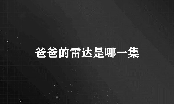 爸爸的雷达是哪一集