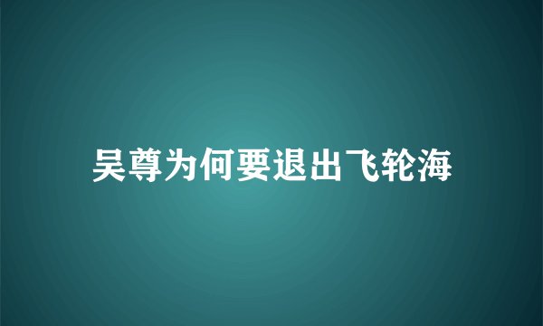 吴尊为何要退出飞轮海
