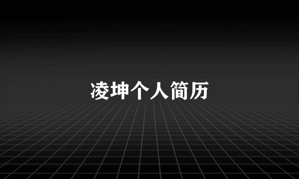 凌坤个人简历