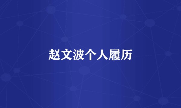 赵文波个人履历