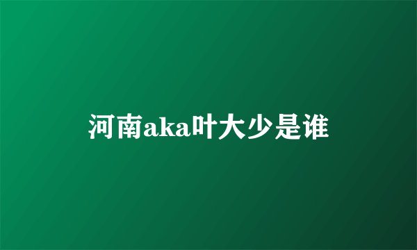 河南aka叶大少是谁