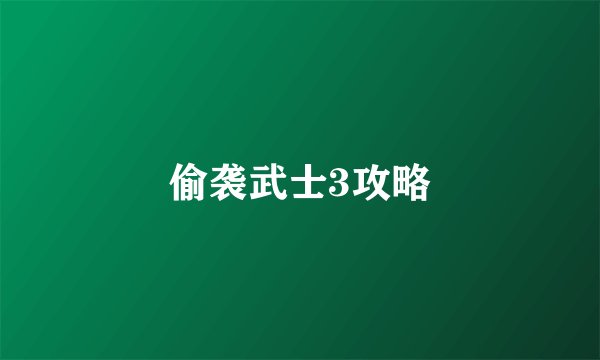 偷袭武士3攻略