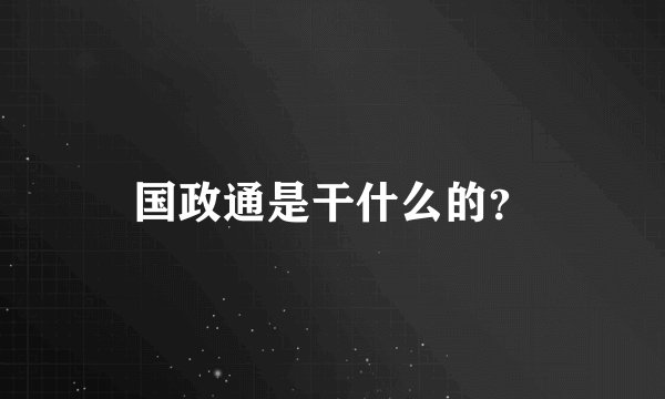 国政通是干什么的？