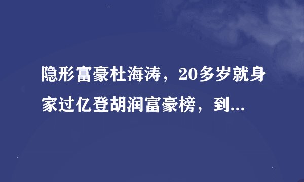 隐形富豪杜海涛，20多岁就身家过亿登胡润富豪榜，到底什么来头？