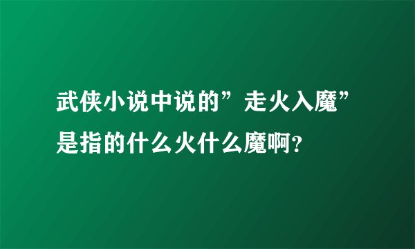 武侠小说中说的”走火入魔”是指的什么火什么魔啊？