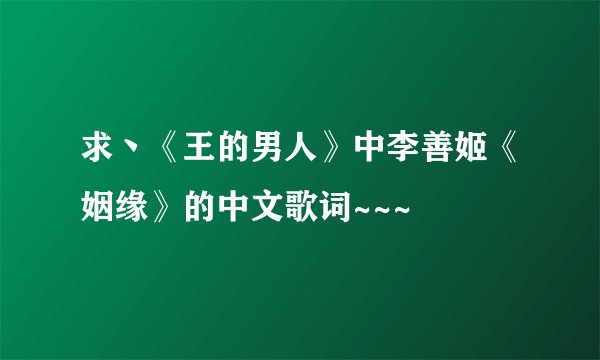 求丶《王的男人》中李善姬《姻缘》的中文歌词~~~