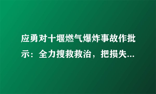 应勇对十堰燃气爆炸事故作批示：全力搜救救治，把损失降到最低