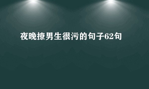 夜晚撩男生很污的句子62句