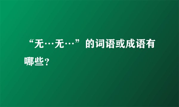 “无…无…”的词语或成语有哪些？