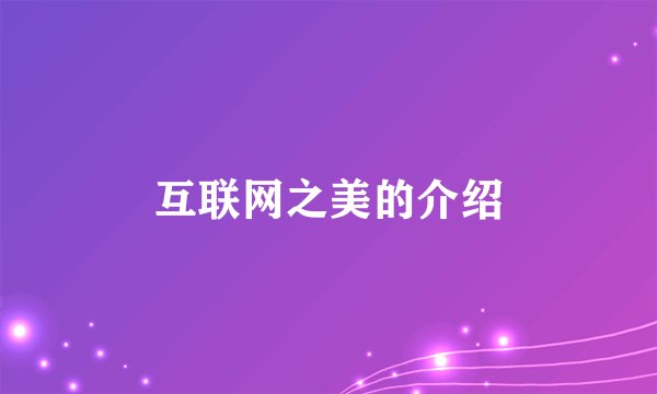互联网之美的介绍