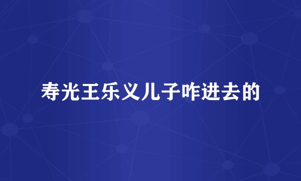 寿光王乐义儿子咋进去的
