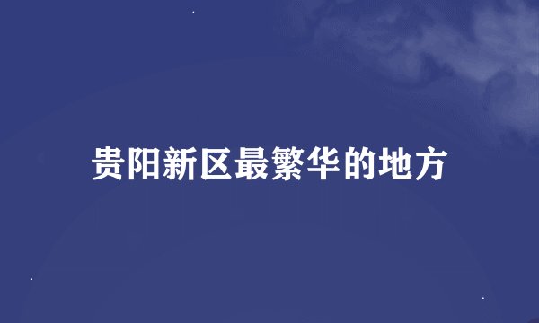 贵阳新区最繁华的地方