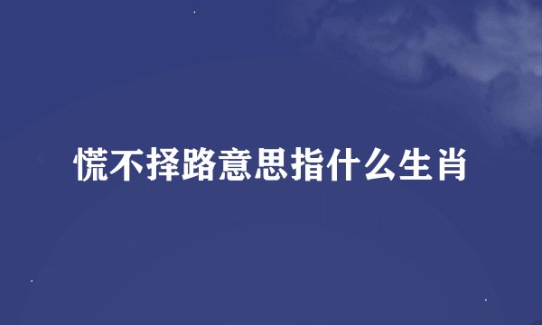 慌不择路意思指什么生肖